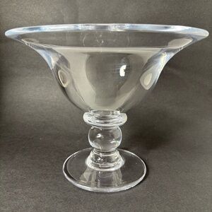 Simon Pearce Hartland Pedestal Bowl Clear Hand Blown Glass Signed